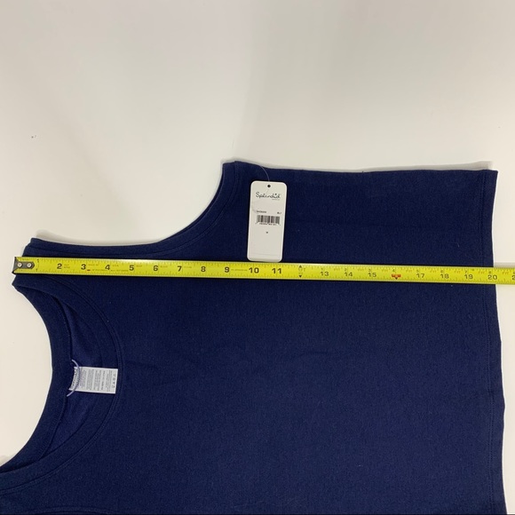 Splendid Active Navy Blue Striped Sleeveless Popover Sweatshirt Crewneck Tank - Picture 10 of 10